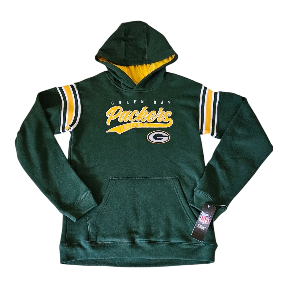 NFL Green Bay Packer Hoodie Sweatshirt NWT Youth Large 14/16  Green Gold